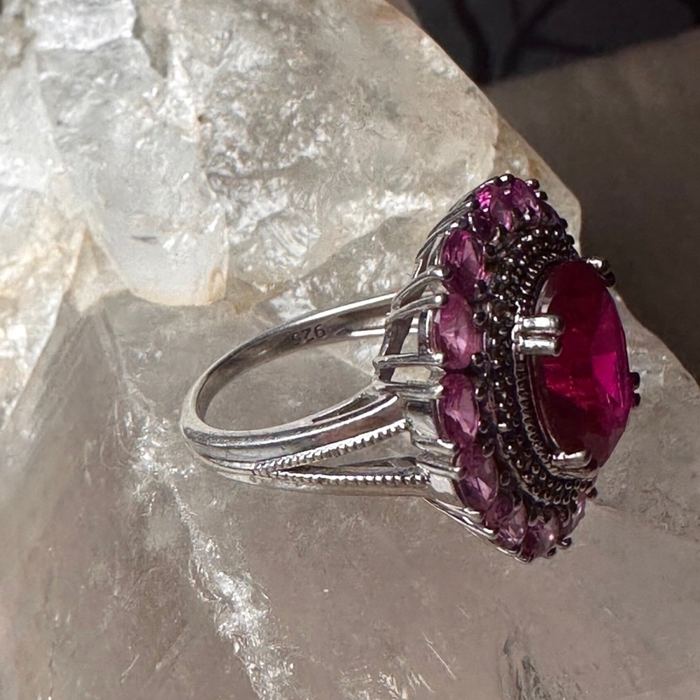 Radiant Red and pink Tourmaline Gemstone Ring size 8 - Picture 11 of 11